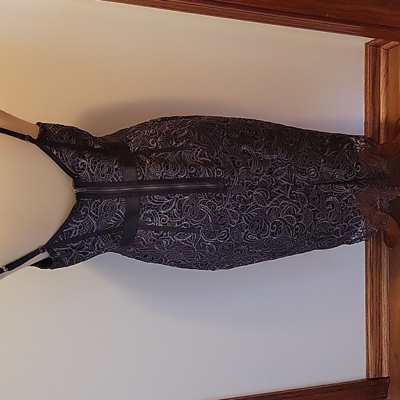 Vintage VTG Y2K Victoria’s Secret Corset Lace Cocktail Dress 12 Silver Black - Picture 7 of 9